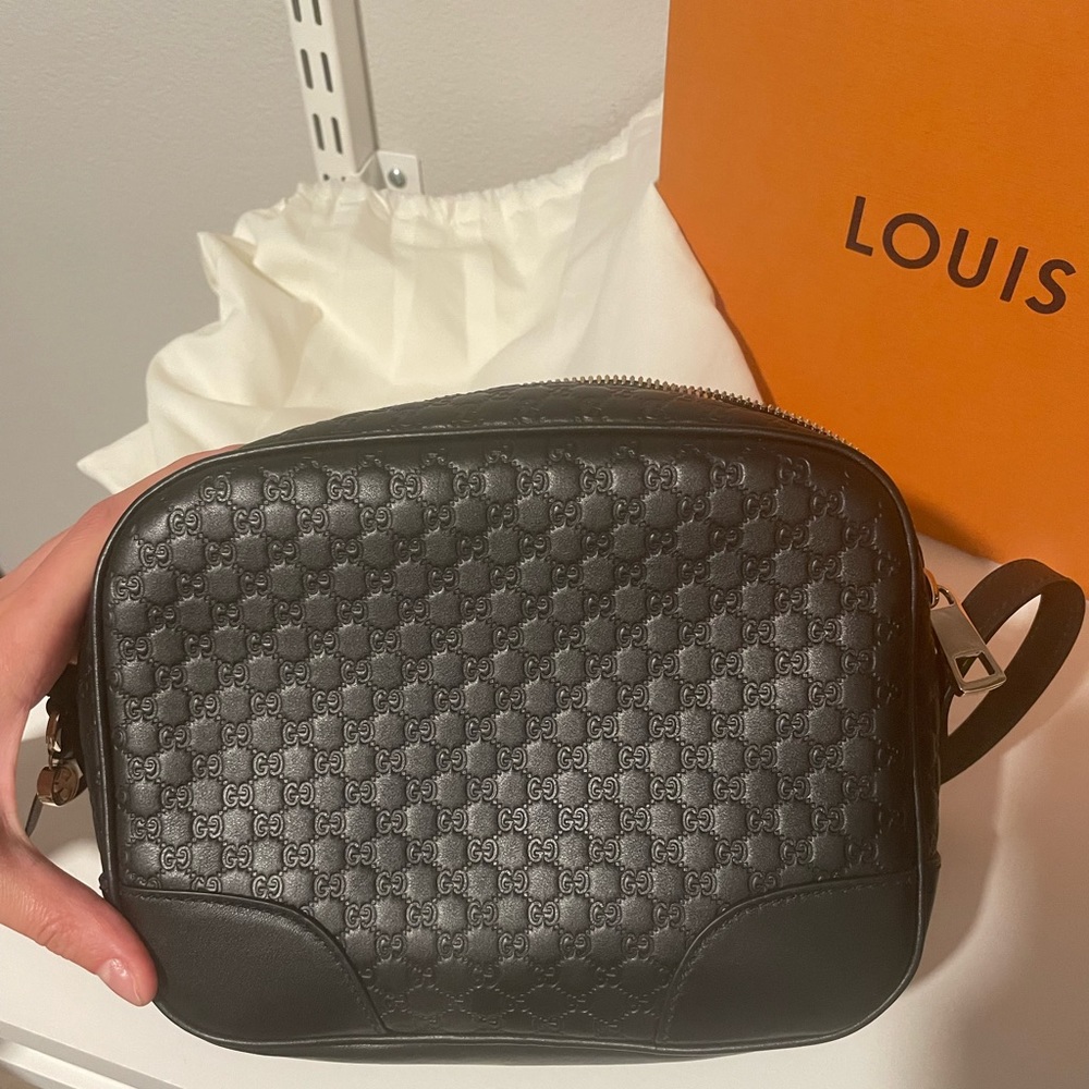 Gucci Messenger Camera New Gg Microguccissima Cross Body Black Leather Weekend